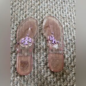 Tory Burch Mini Miller Flat Thong Jelly Sandals Flip Flops Lilac Hosta